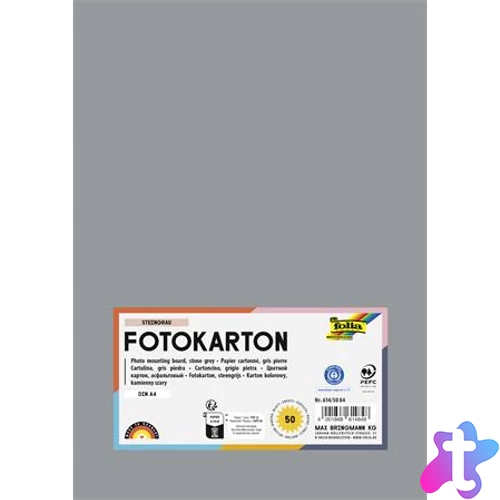 Dekorkarton, 2 oldalas, A4, 300 g, 50 lap, FOLIA, kőszürke