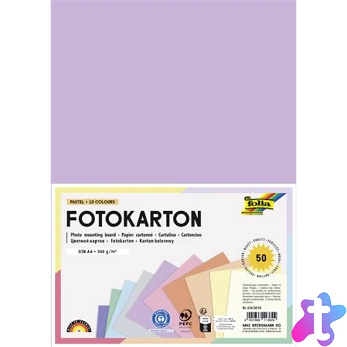 Dekorkarton, 2 oldalas, A4, 300 g, 10x5 lap, FOLIA, „Pastel”, vegyes színek