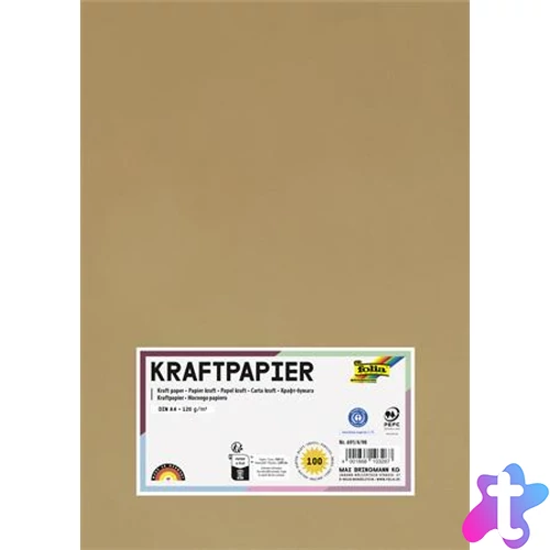 Kraft papír, A4, 120 g, 100 lap, FOLIA