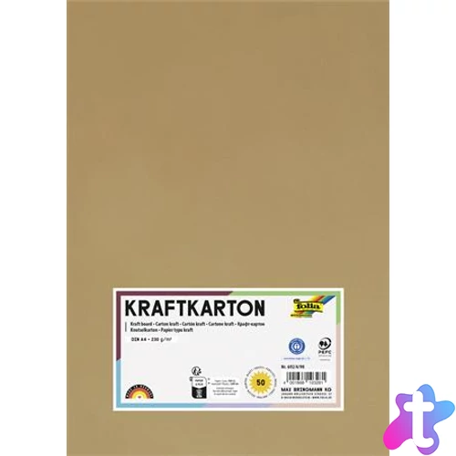 Kraft papír, A4, 230 g, 50 lap, FOLIA