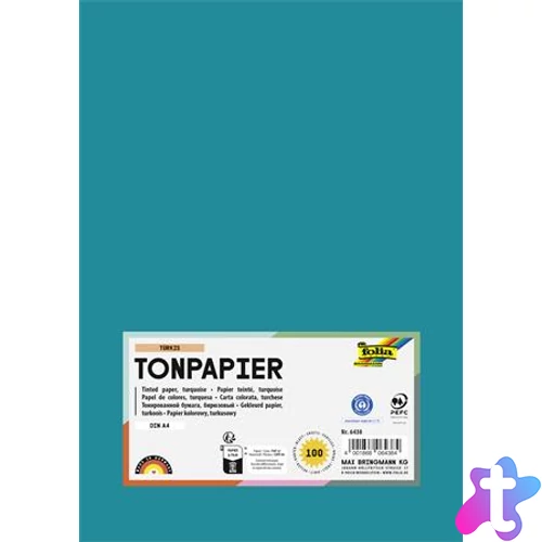 Színes papír, A4, 130 g, 100 lap, FOLIA, türkiz