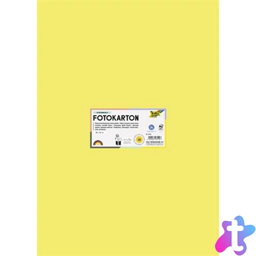 Dekorkarton, 2 oldalas, 50x70 cm, 300 g, 10 lap, FOLIA, citromsárga