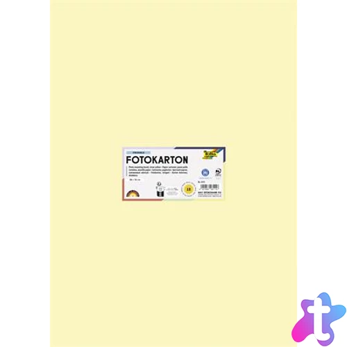 Dekorkarton, 2 oldalas, 50x70 cm, 300 g, 10 lap, FOLIA, szalmasárga