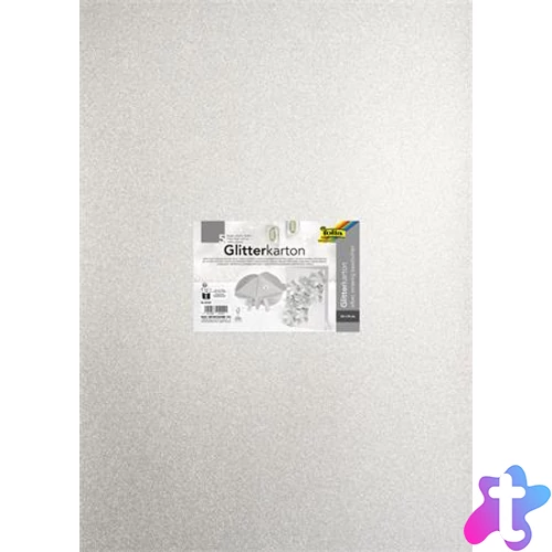 Dekorkarton tömb, csillámos, 1 oldalas, 50x70 cm, 300g, 5 lap, FOLIA, ezüst