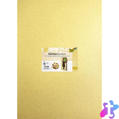Dekorkarton tömb, csillámos, 1 oldalas, 50x70 cm, 300g, 5 lap, FOLIA, arany