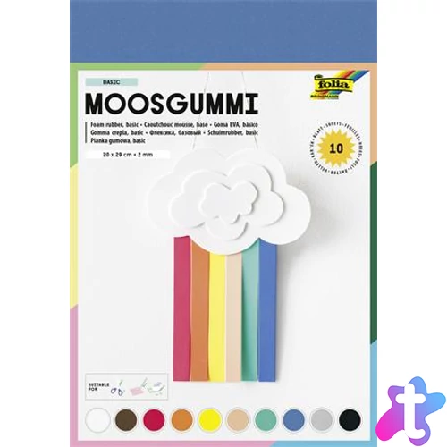 Moosgumi, 20x29 cm, 10 lap, FOLIA "Basic", 10 különböző szín