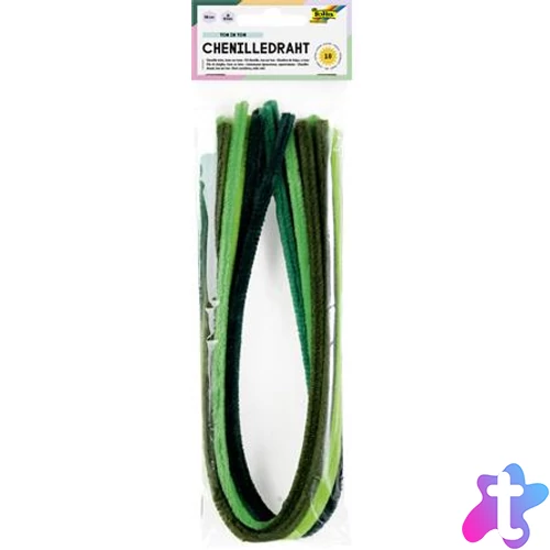 Zseníilia drót, 50 cm, FOLIA "Colour Tone Mix", 10 zöld árnyalat