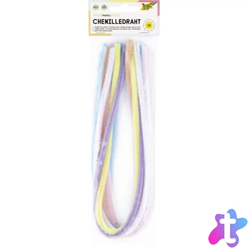 Zseníilia drót, 50 cm, FOLIA, 10 különböző pasztell szín