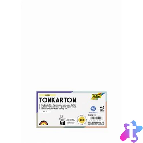 Dekorkarton, 2 oldalas, A4, 220 g, 100 lap, FOLIA, fehér