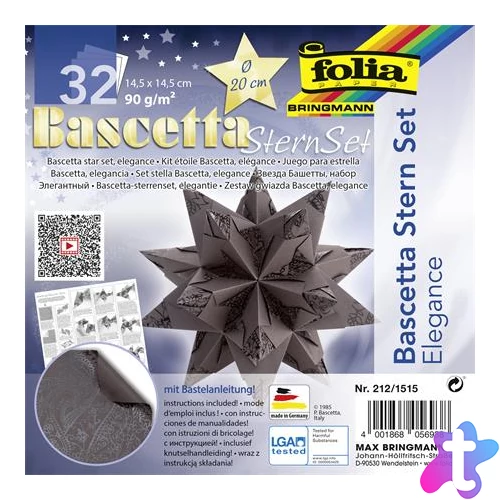 Bascetta csillag készlet, 14,5x14,5 cm, 90 g, 32 lap, FOLIA, barna-indiai álom