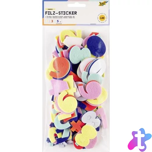 Matrica készlet, filc, 140 db, számok, FOLIA, különböző színek