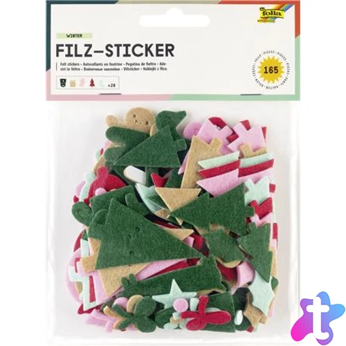 Matrica készlet, filc, 165 db, karácsonyi minták, FOLIA, különböző színek