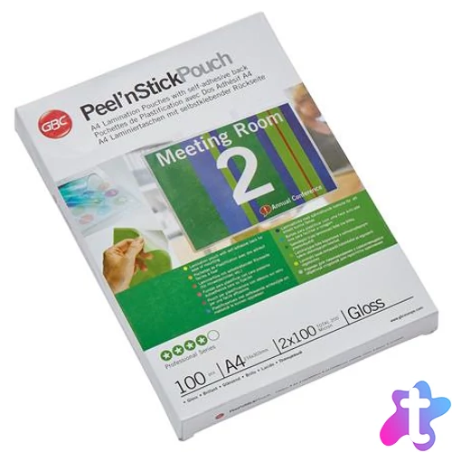 Meleglamináló fólia, 100 mikron, A4, fényes, öntapadó, GBC