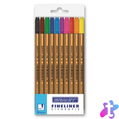 Tűfilc készlet, 0,4 mm, GRANIT "C970", 10 különböző szín