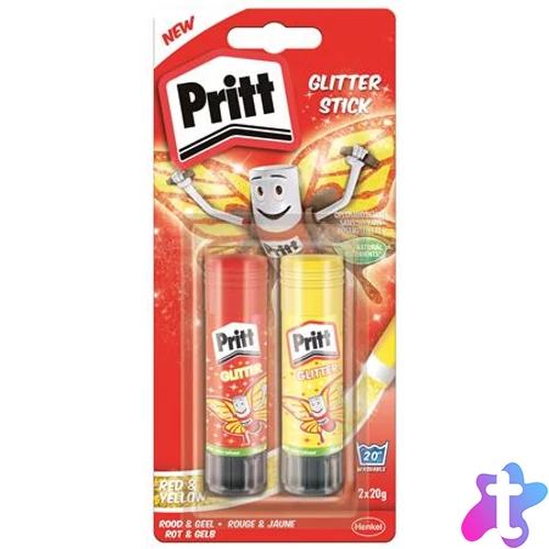 Ragasztóstift, 2x20 g, glitteres, HENKEL "Pritt"