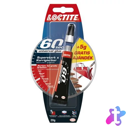 Ragasztó, általános, 20 g, HENKEL "Loctite 60 sec."