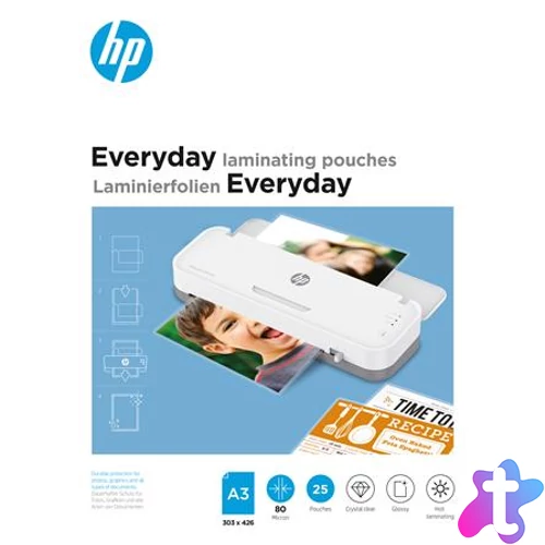 Meleglamináló fólia, 80 mikron, A3, fényes, 25 db, HP "Everyday"