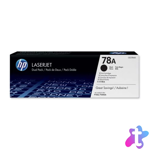 CE278A Lézertoner LaserJet P1566, P1606 nyomtatókhoz, HP 78A, fekete, 2,1k