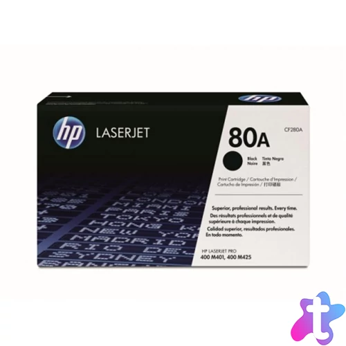 CF280A Lézertoner LaserJet Pro 400 M401 sorozat, M425 nyomtatókhoz, HP 80A, fekete, 2,7k