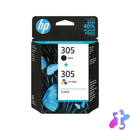 6ZD17AE Tintapatron multipack Deskjet 2320,2710, 4120 nyomtatókhoz, HP 305, fekete, színes, 120+100 oldal