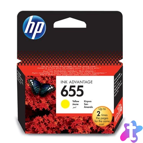 CZ112E Tintapatron Deskjet Ink Advantage 3520 sor nyomtatókhoz, HP 655, sárga, 600 oldal