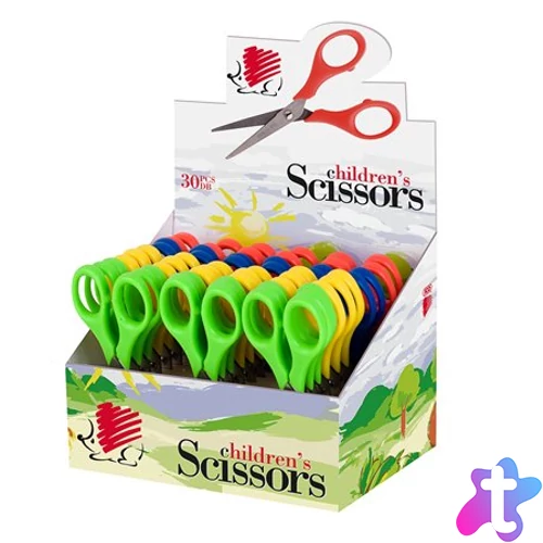Olló display, iskolai, hegyes, 13,5 cm, ICO "Süni", vegyes szín