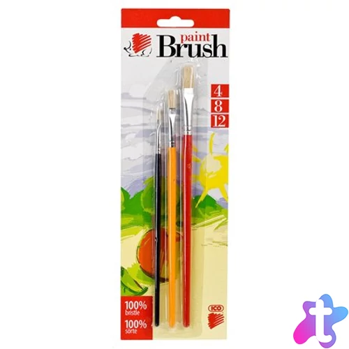 Ecsetkészlet, lapos, no. 4-8-12, fa, ICO "Süni", vegyes színek
