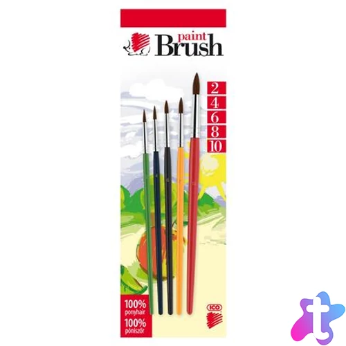 Ecsetkészlet, no. 2-4-6-8-10, fa, ICO "Süni", vegyes színek