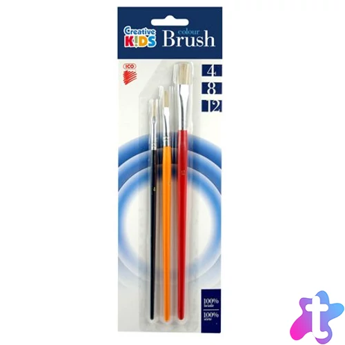 Ecsetkészlet, lapos, no. 4-8-12, fa, ICO