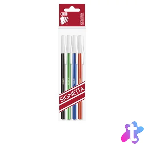 Golyóstoll készlet, 0,7 mm, kupakos, ICO "Signetta", 4 különböző szín
