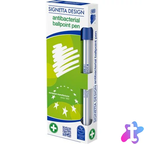 Golyóstoll, 0,7 mm, kupakos, antibakteriális, ICO "Signetta", kék