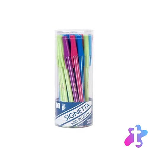 Golyóstoll, 0,7 mm, kupakos, henger alakú tartóban, ICO "Signetta Mix", kék