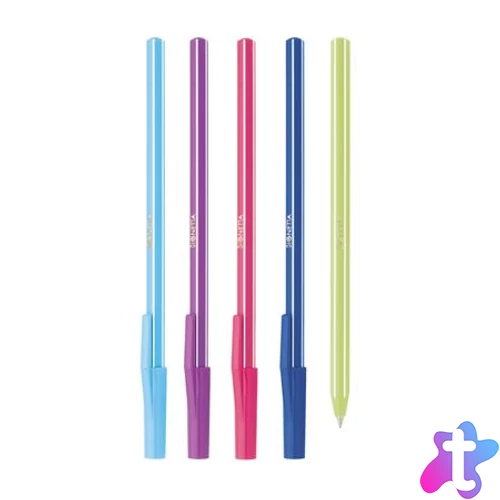 Golyóstoll készlet, 0,7 mm, kupakos, 5 különböző testszín, ICO "Signetta Mix", kék