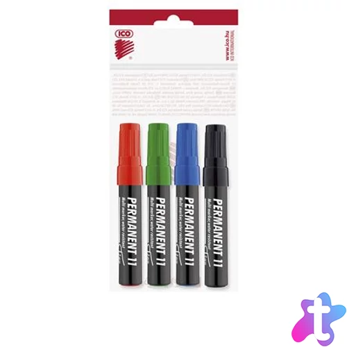Alkoholos marker készlet, 1-3 mm, kúpos, ICO "Permanent 11", 4 különböző szín