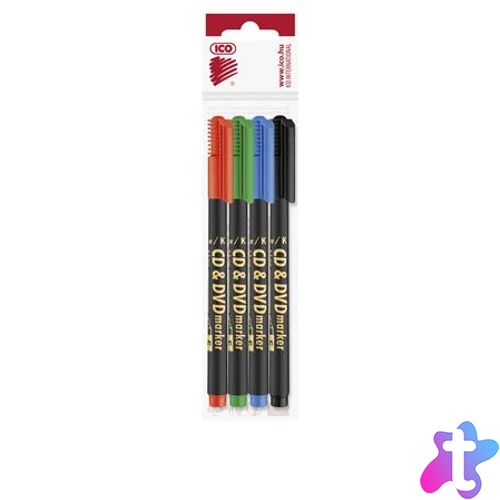Alkoholos marker készlet, CD/DVD, 0,5 mm, ICO, 4 különböző szín