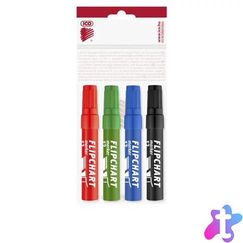 Flipchart marker készlet, 1-4 mm, vágott, ICO "Artip 12", 4 különböző szín