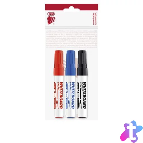 Tábla- és flipchart marker készlet, 1-3 mm, kúpos, ICO "Plan", 3 különböző szín