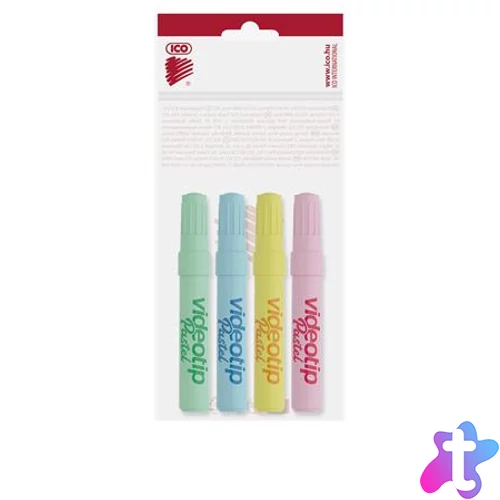 Szövegkiemelő készlet, 1-4 mm, ICO "Videotip", 4 különböző pasztell szín