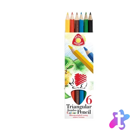 Színes ceruza készlet, háromszögletű, vastag, ICO "Süni", 6 különböző szín