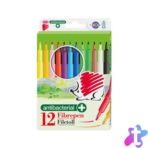 Filctoll készlet, 1 mm, antibakteriális, ICO "Süni 300", 12 különböző szín