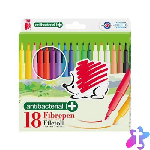 Filctoll készlet, 1 mm, antibakteriális, ICO "Süni 300", 18 különböző szín
