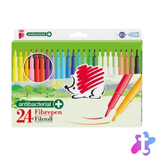 Filctoll készlet, 1 mm, antibakteriális, ICO "Süni 300", 24 különböző szín
