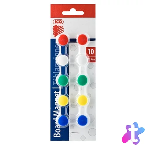 Mágneskorong, 15 mm, 10 db, ICO "JY-15", 5 szín