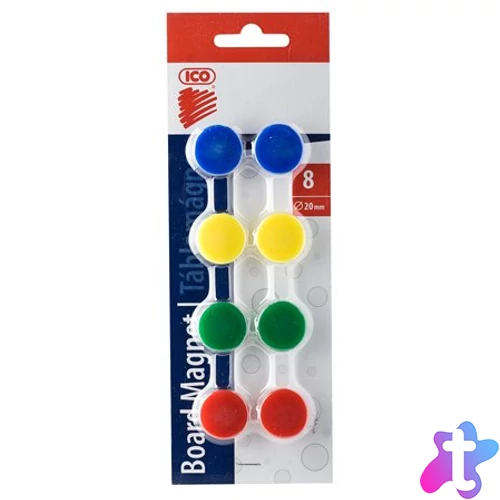 Mágneskorong, 20 mm, 8 db, ICO "JY-20", 4 szín