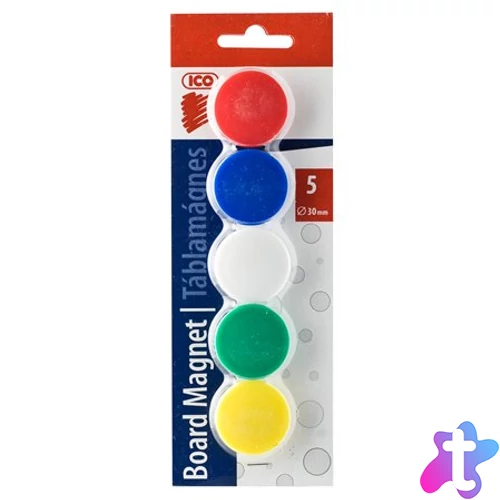 Mágneskorong, 30 mm, 5 db, ICO "JY-30", 5 szín