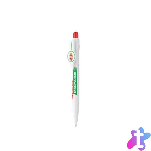 Golyóstoll, 0,8 mm, nyomógombos, fehér tolltest, ICO "Hajrá Magyarok", kék