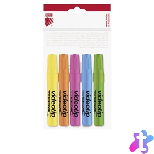 Szövegkiemelő készlet, 1-4 mm, ICO "Videotip", 5 különböző szín
