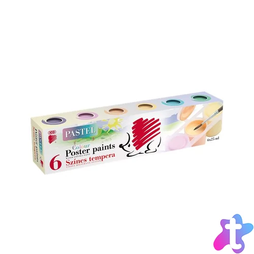 Tempera készlet, tégelyes, ICO "Süni", 6 különböző pasztell szín