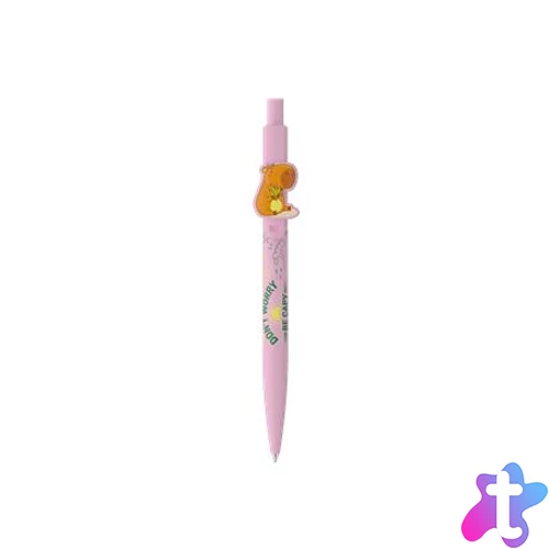 Golyóstoll, 0,8 mm, nyomógombos, ICO "Capybara", pasztell rózsaszín