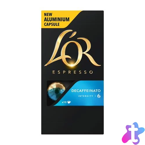 Kávékapszula, Nespresso® kompatibilis, 10 db, koffeinmentes, JACOBS DOUWE EGBERTS "L`OR Decaffeinato"